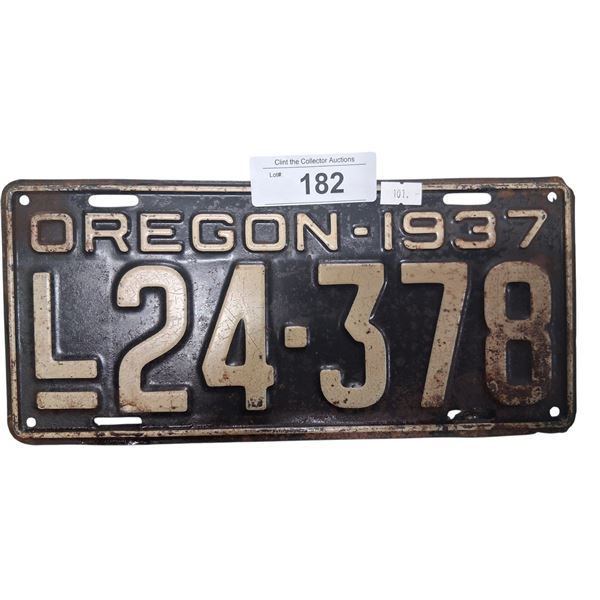 Vintage 1937 Oregon license plate
