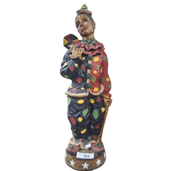 Vintage large clown statue, 23" tall