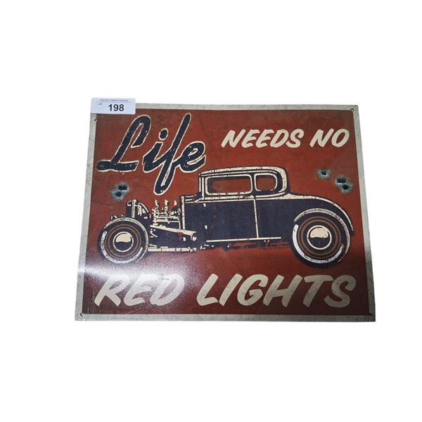 Vintage tin car sign 16"x12"