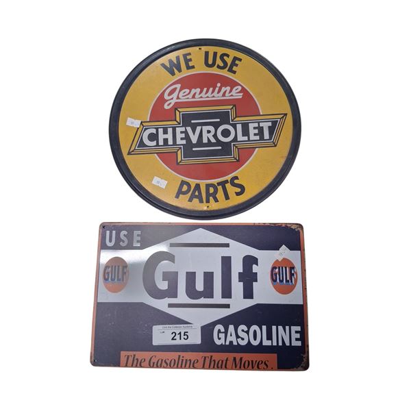 2 tin car signs