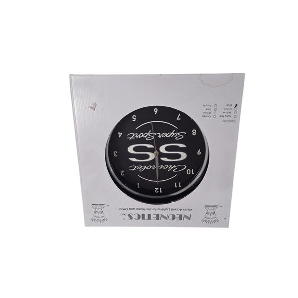 NIB Chevrolet neon clock, box is 16"x16"
