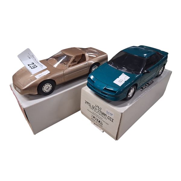 2 vintage dealer promo cars, 86 Vette & 91 Storm GSI