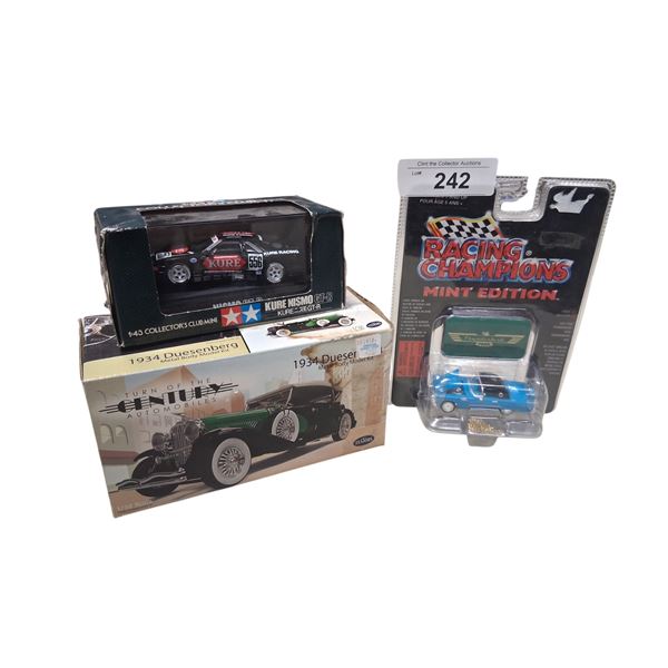 Lot of toy cars, 1:56 Thunderbird, 1:32 scale 34 Dueser & 1:43 scale Mismo GTR