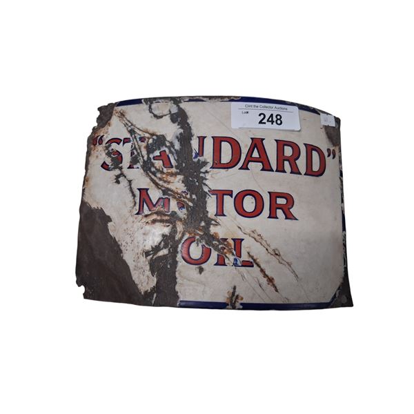 Very vintage Standard Motor Oil porcelain convex sign 10.5"x7.5"