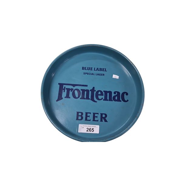 Vintage Frontenac Blue Label beer tray, 13"