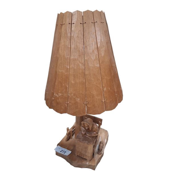 Folkart wooden lamp, works, 20" tall