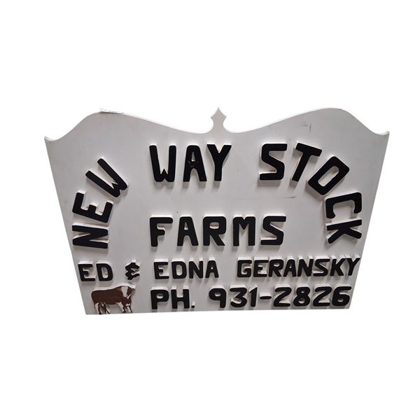 Vintage wooden Sask farm sign 40"x30"