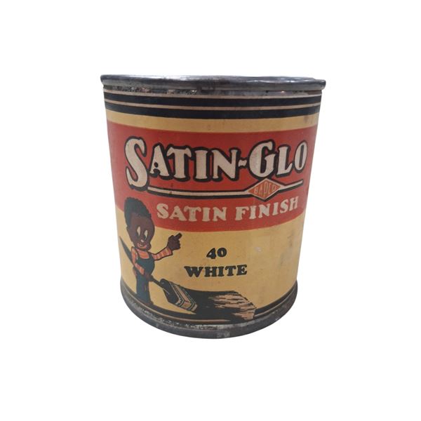 Rare Satin-Glow black Americana tin 3" tall
