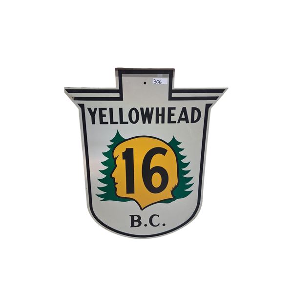 Yellowhead Hwy road sign, metal 36"x30"