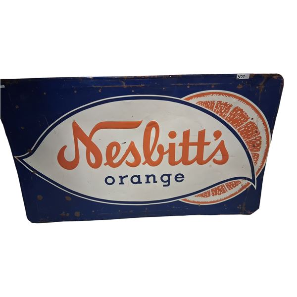 Large vintage Nesbitt's Orange metal sign, 60"x35"