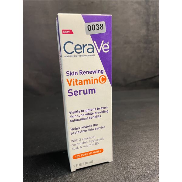 CeraVe Skin Renewing Vitamin C Serum (30ml) Visibly Brightens Skin Tone/Restores Skin - New