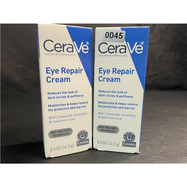 Lot of 2 CeraVe Eye Repair Creams (14.2g) Reduces Dark Circles/Eye Puffiness; Moisturizes/Repairs