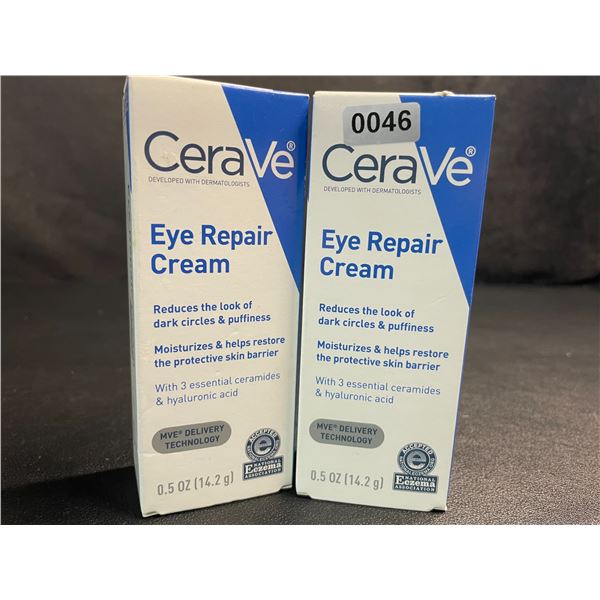 Lot of 2 CeraVe Eye Repair Creams (14.2g) Reduces Dark Circles/Eye Puffiness; Moisturizes/Repairs