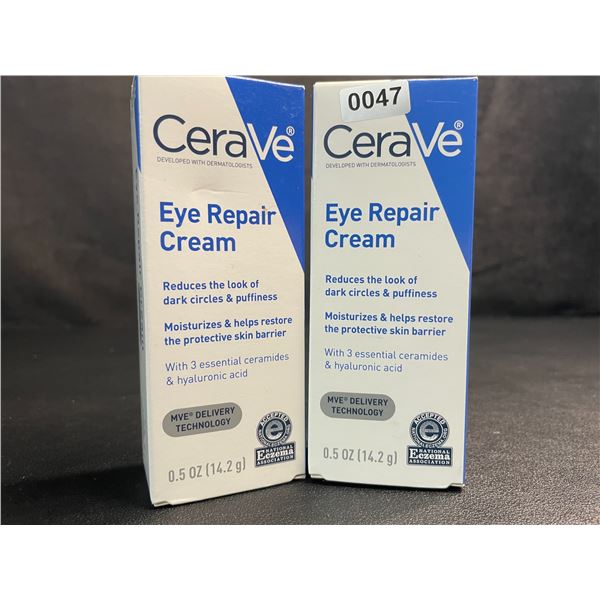Lot of 2 CeraVe Eye Repair Creams (14.2g) Reduces Dark Circles/Eye Puffiness; Moisturizes/Repairs