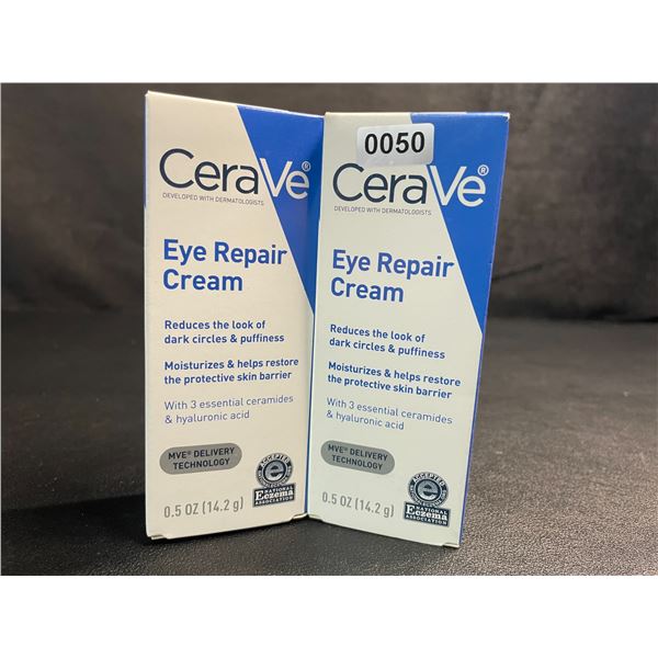 Lot of 2 CeraVe Eye Repair Creams (14.2g) Reduces Dark Circles/Eye Puffiness; Moisturizes/Repairs
