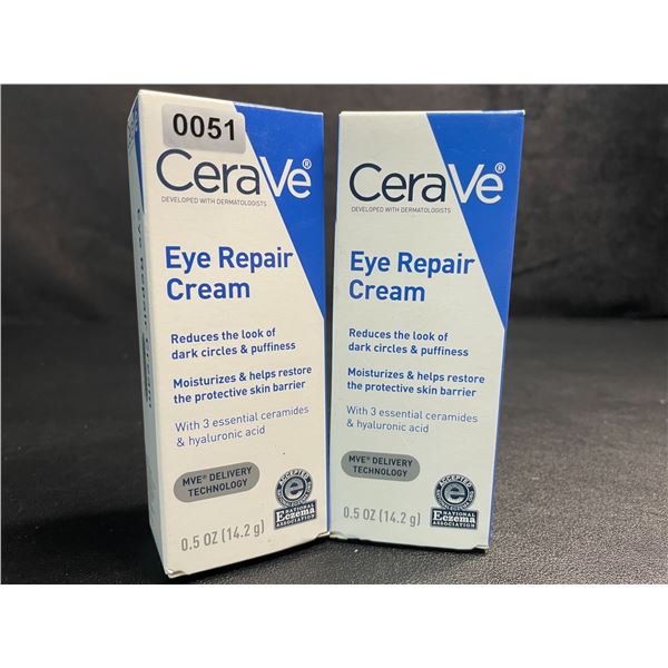 Lot of 2 CeraVe Eye Repair Creams (14.2g) Reduces Dark Circles/Eye Puffiness; Moisturizes/Repairs