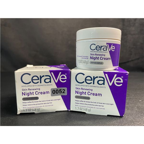 Lot of 2 CeraVe Skin Renewing Night Creams (48g) Peptide Complex Skin Renewing Moisturizers - New