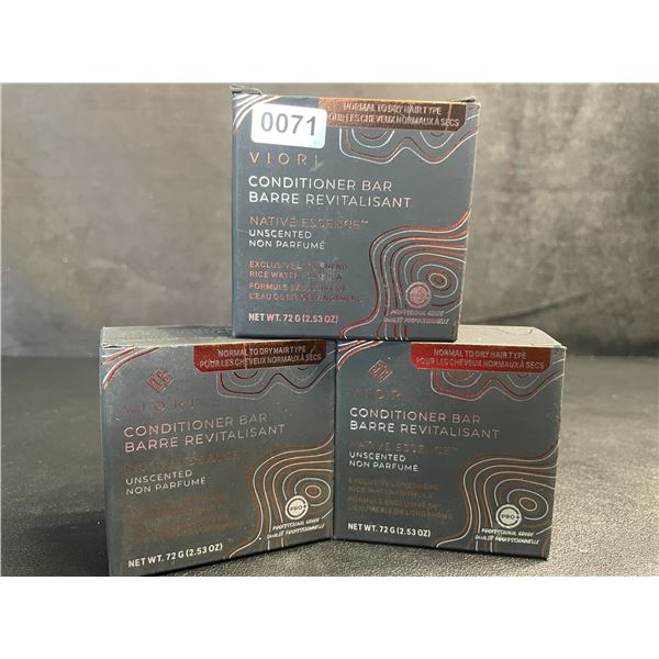 Lot of 3 Viori Native Essence Premium Hair Conditioner Bars with Rice Water - Unscented (72g) - New