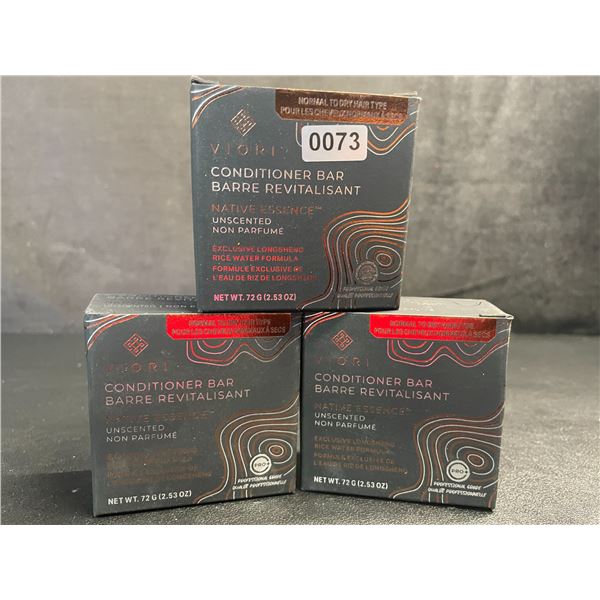 Lot of 3 Viori Native Essence Premium Hair Conditioner Bars with Rice Water - Unscented (72g) - New