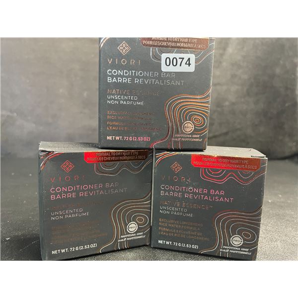 Lot of 3 Viori Native Essence Premium Hair Conditioner Bars with Rice Water - Unscented (72g) - New