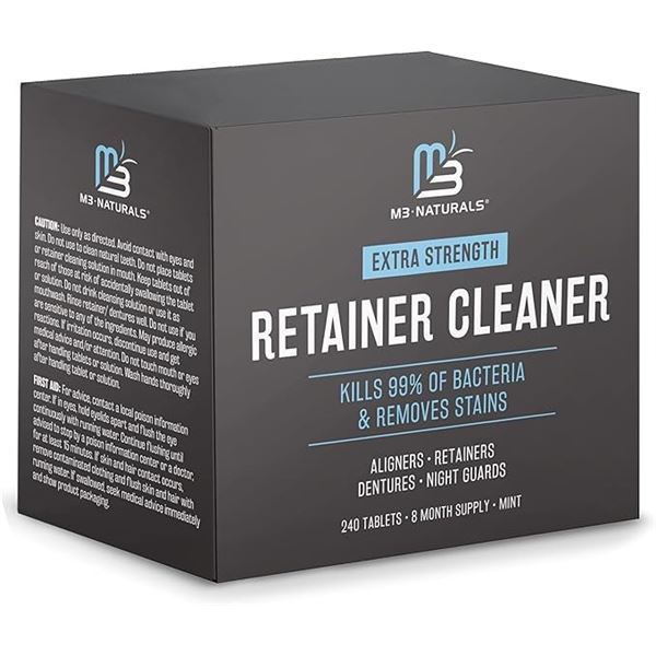 M3 Naturals Extra Strength Retainer Cleaner - 240 Tablets/8 Month Supply Box - New