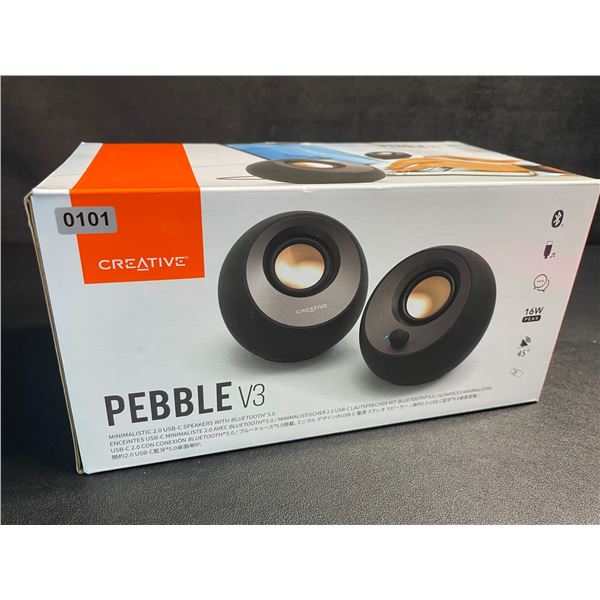 Creative Pebble V3 Minimalistic 2.0 USB-C Desktop Speakers with Bluetooth 5.0 - New Sealed!
