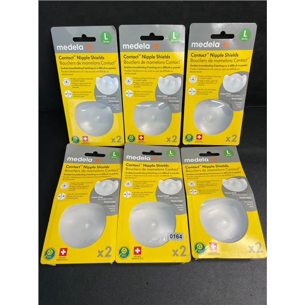 Lot of 6 Packs of Medela Contact Nipple Shields (L) - 2 Per Pack - New
