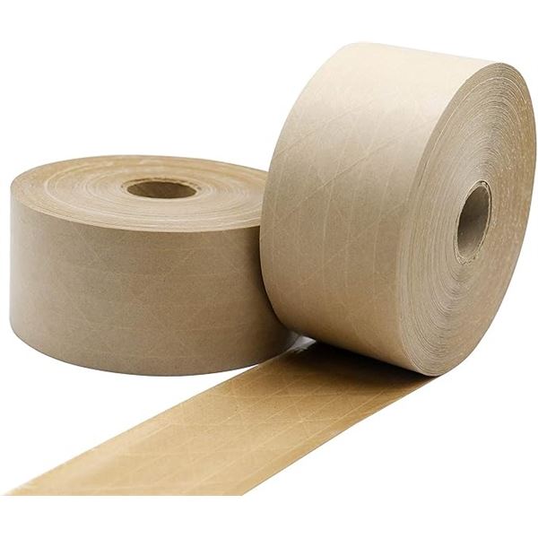 2 Rolls of Reinforced Water-Activated Gummed Kraft/Shipping Paper Tape (2.75" x 380FT Per Roll) New