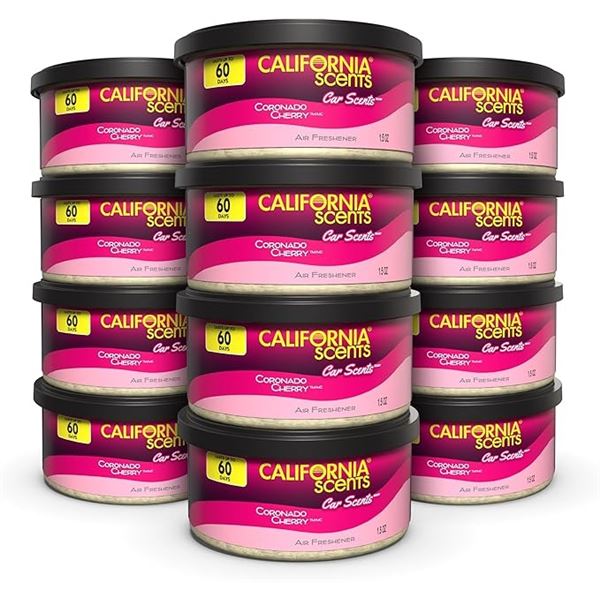 Box of 12PC California Scents Spillproof Car Air Fresheners - Coronado Cherry - New Sealed!