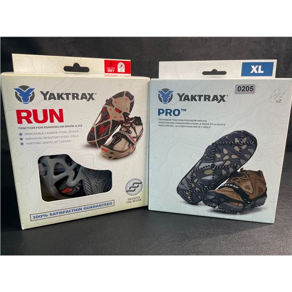 2 Boxes/Pairs of YakTrax Footwear Traction for Snow & Ice - Size S & Size XL - New