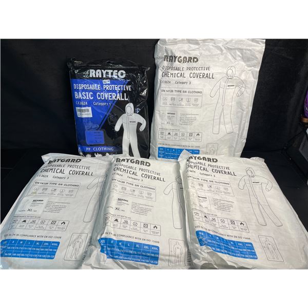 5 Packs of Disposable Protective Basic Coveralls (Size XL/L) Great for a Variety of Work - New