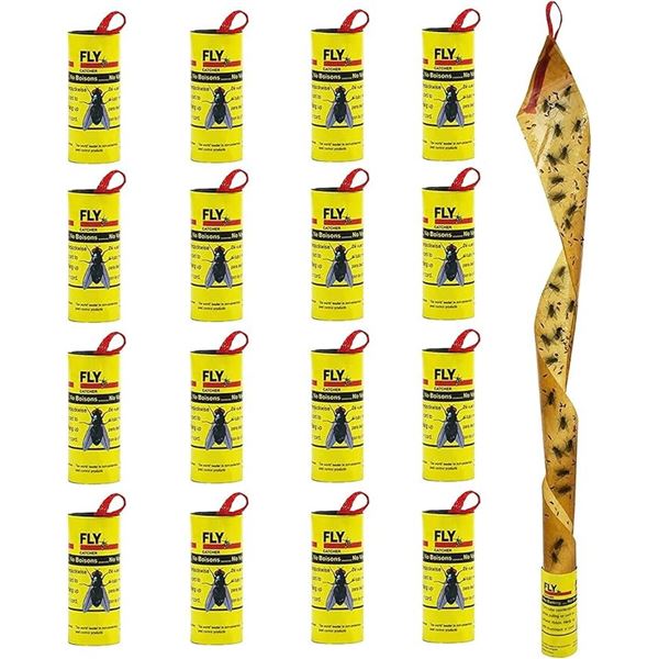 2 Packs (16PCS Each) Sticky Fly Ribbon Traps - For Flies, Mosquitoes, Fruit Flies, etc - New