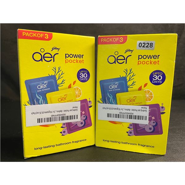 2 Boxes of Godrej Aer Power Pocket Bathroom Fragrances (3 Scents/Packs Per Box) - New