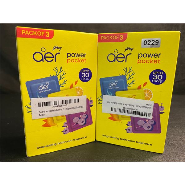 2 Boxes of Godrej Aer Power Pocket Bathroom Fragrances (3 Scents/Packs Per Box) - New