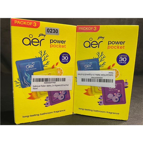 2 Boxes of Godrej Aer Power Pocket Bathroom Fragrances (3 Scents/Packs Per Box) - New