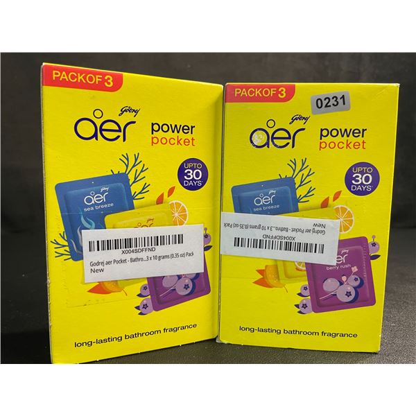 2 Boxes of Godrej Aer Power Pocket Bathroom Fragrances (3 Scents/Packs Per Box) - New