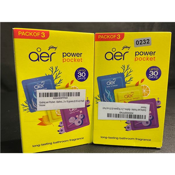 2 Boxes of Godrej Aer Power Pocket Bathroom Fragrances (3 Scents/Packs Per Box) - New