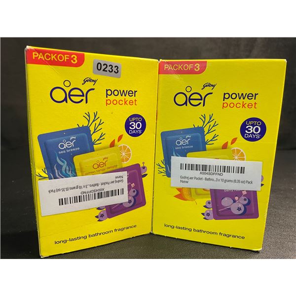 2 Boxes of Godrej Aer Power Pocket Bathroom Fragrances (3 Scents/Packs Per Box) - New