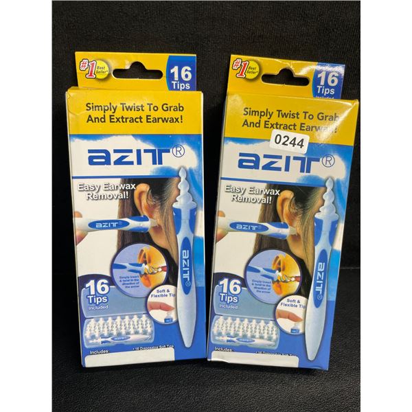 Lot of 2 Easy Twist Ear Wax Removal Kits with 16 Replacement Tips Each - New
