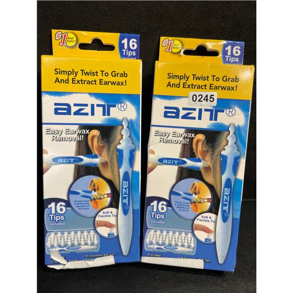 Lot of 2 Easy Twist Ear Wax Removal Kits with 16 Replacement Tips Each - New