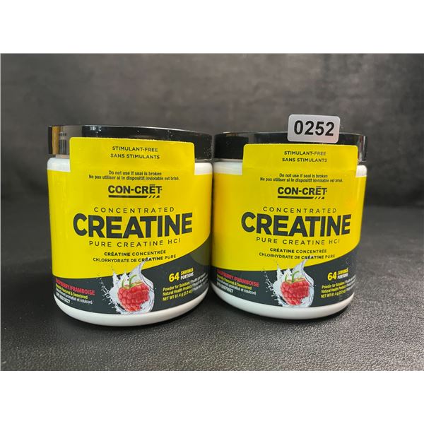 Lot of 2 Con-Cret Concentrated Creatine HCI Powder/Workout Supplement (61.4g) Raspberry Flavor - New