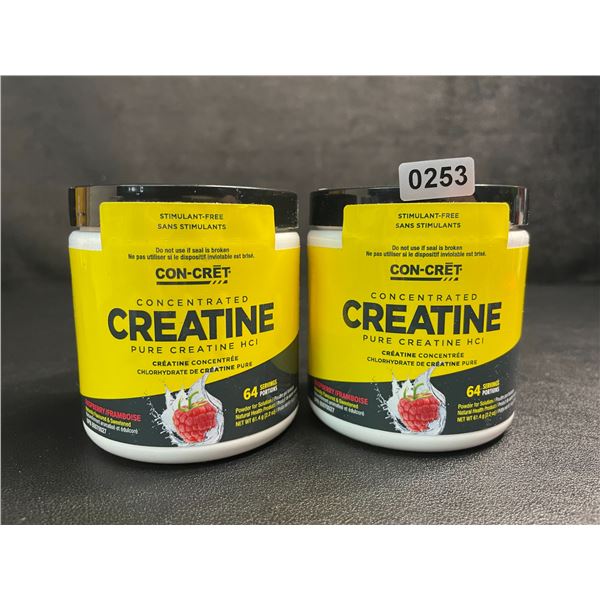 Lot of 2 Con-Cret Concentrated Creatine HCI Powder/Workout Supplement (61.4g) Raspberry Flavor - New