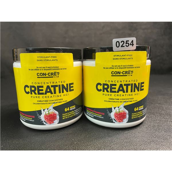 Lot of 2 Con-Cret Concentrated Creatine HCI Powder/Workout Supplement (61.4g) Raspberry Flavor - New