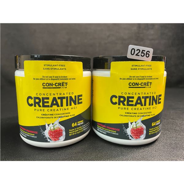 Lot of 2 Con-Cret Concentrated Creatine HCI Powder/Workout Supplement (61.4g) Raspberry Flavor - New