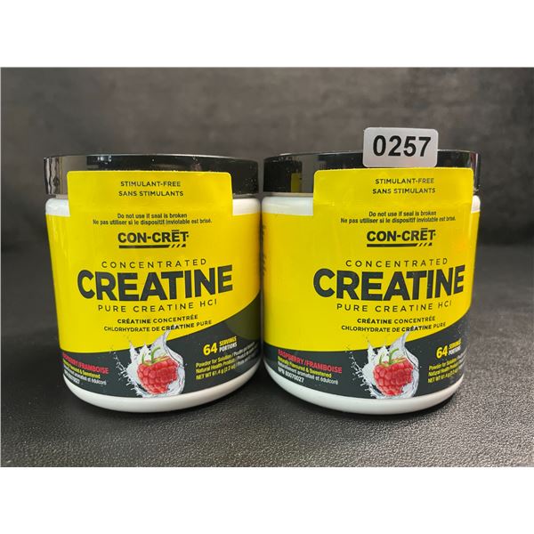 Lot of 2 Con-Cret Concentrated Creatine HCI Powder/Workout Supplement (61.4g) Raspberry Flavor - New
