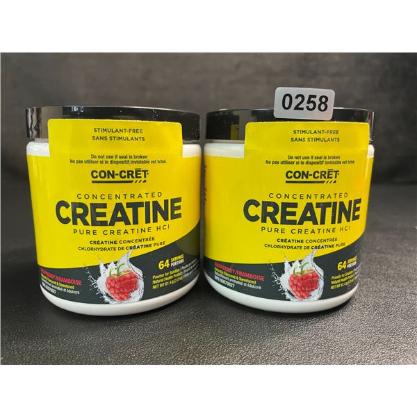 Lot of 2 Con-Cret Concentrated Creatine HCI Powder/Workout Supplement (61.4g) Raspberry Flavor - New