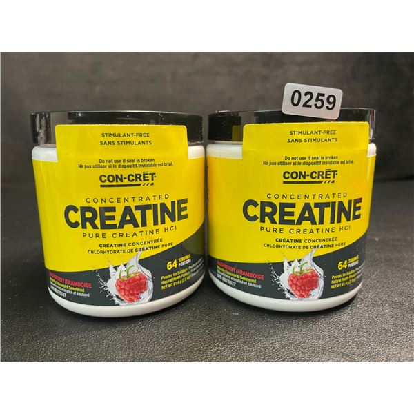 Lot of 2 Con-Cret Concentrated Creatine HCI Powder/Workout Supplement (61.4g) Raspberry Flavor - New
