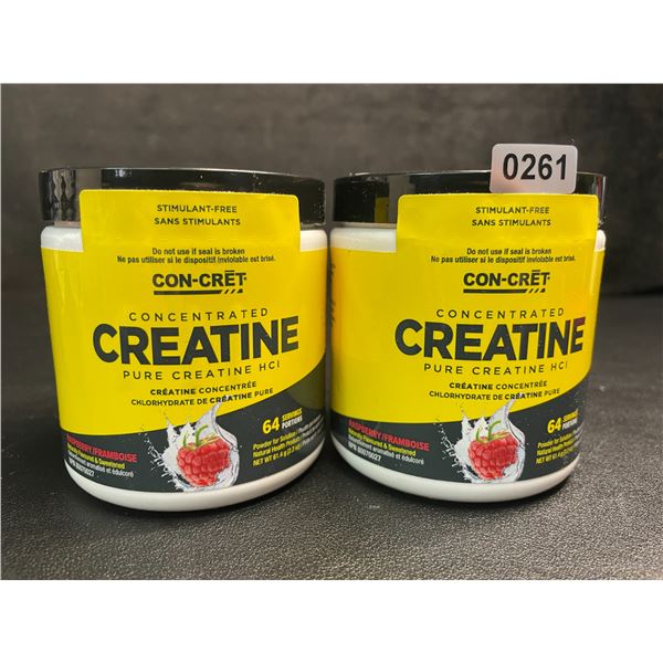 Lot of 2 Con-Cret Concentrated Creatine HCI Powder/Workout Supplement (61.4g) Raspberry Flavor - New