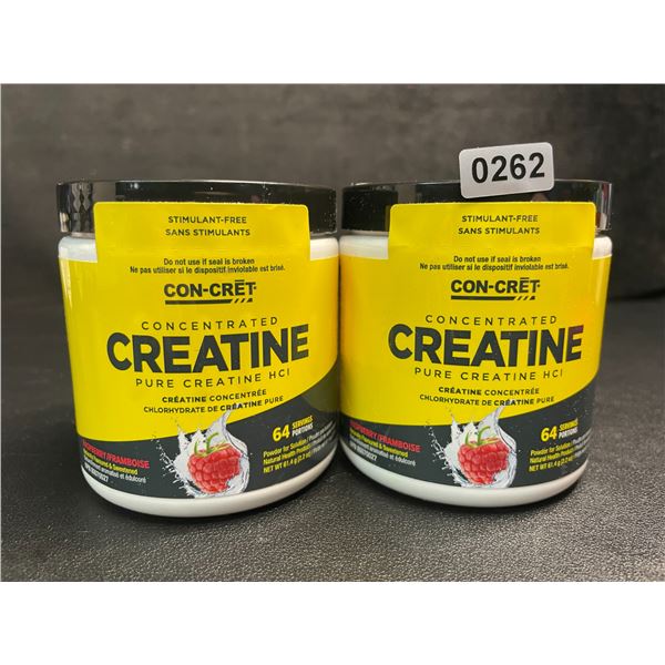 Lot of 2 Con-Cret Concentrated Creatine HCI Powder/Workout Supplement (61.4g) Raspberry Flavor - New
