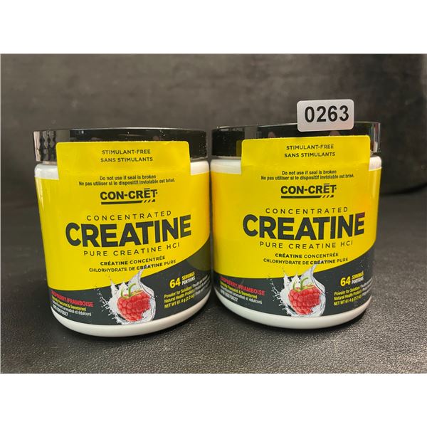 Lot of 2 Con-Cret Concentrated Creatine HCI Powder/Workout Supplement (61.4g) Raspberry Flavor - New